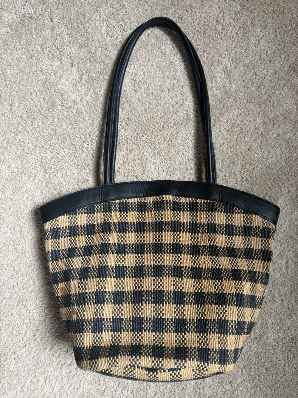 Madewell Black and Tan Woven Shoulder Tote